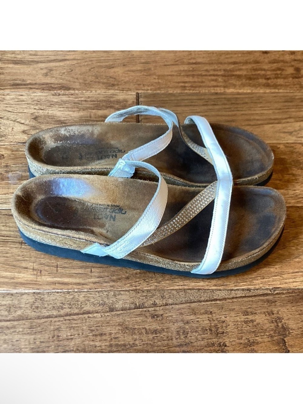 Naot Hawaii Rhinestone Strappy Slide Sandals Leather Comfort Shoes Size 41